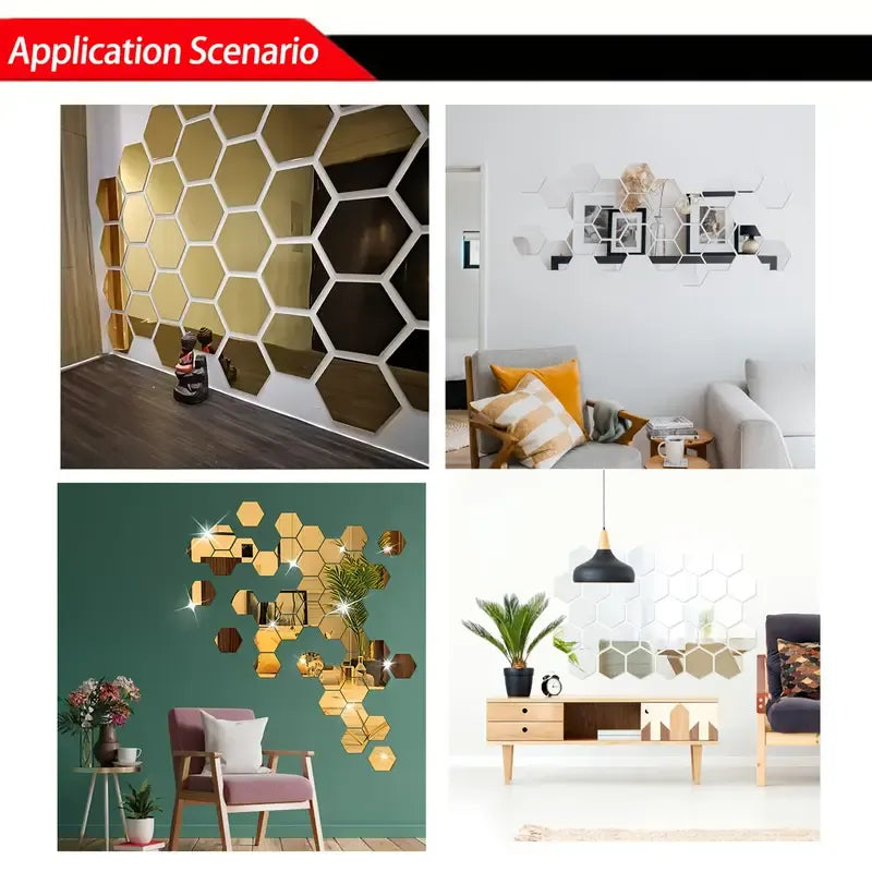 Hexagon Mirror Wall Decor – Modern Acrylic Wall Mirrors