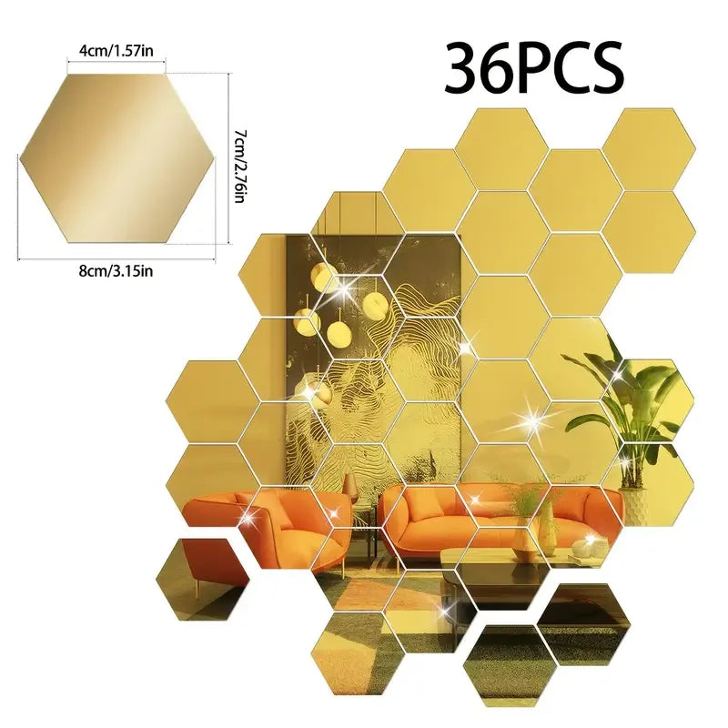 Hexagon Mirror Wall Decor – Modern Acrylic Wall Mirrors